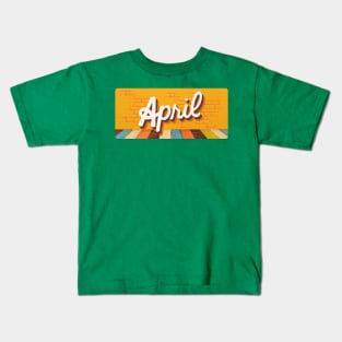 April Month Retro Text Kids T-Shirt